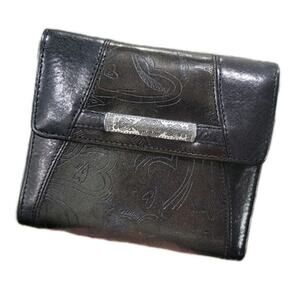 Brighton Black Embossed Leather Wallet - Hearts & Paisley Design - Elegant Style